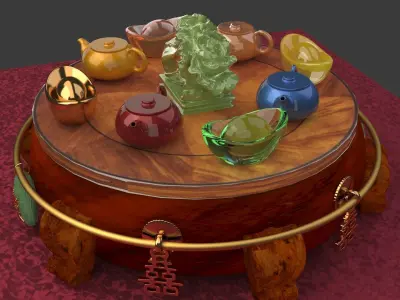 Chinese display stand with cabbage  3D model