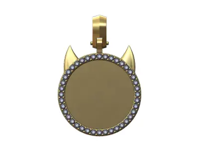 Diamond evil horned memory picture pendant 3D print model