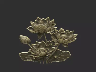 Lotus Asian Indian religion detail soft vintage  3D print model