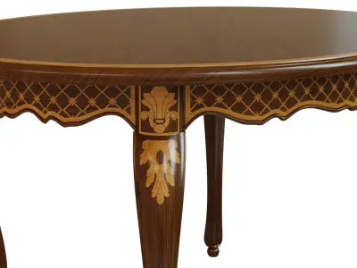 Classic table with inlaid veneer 1200 3D model