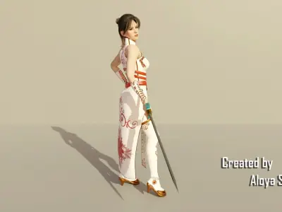 Female Warrior - Fantasy 3D game character 3D model