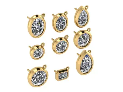 bezel set pendant collection  3D print model