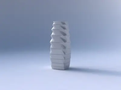 Vase rectangle with horizontal dents and twisted diagonal lines 3D print model