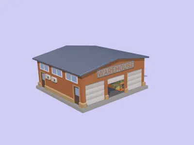 Cartoon Low-poly Railway Station Package 2 3d model Low-poly 3D model
