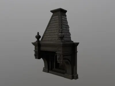 Fireplace Low-poly 3D model