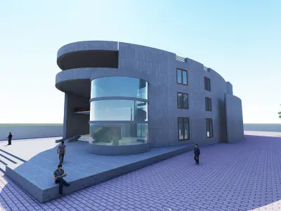 Auditorium modern house with two people 3D model