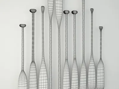 Wooden Oars 3D model