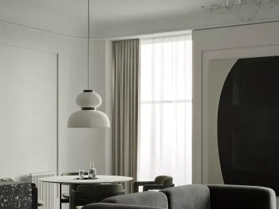 Modern living room dining room interior scenes 503 3D model