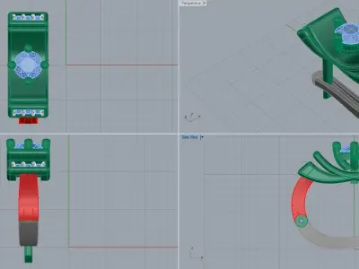 Earring with stones for 3D printing gold and silver 3D print model