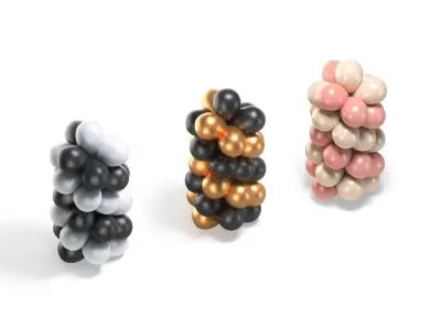 Balloon Arch Set - spiral gold silver round balls column 3D model