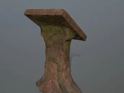 lectern wooden bench Low-poly 3D model