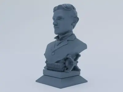 Nikola Tesla Bust AC Motor Inventor Free 3D print model