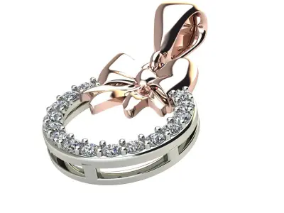 Pendant Ribbon with a circle decorated with gemstones 3D print model