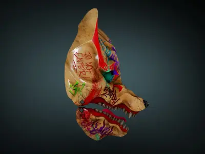 3D Model Kitsune Japanese style mask 3D print model