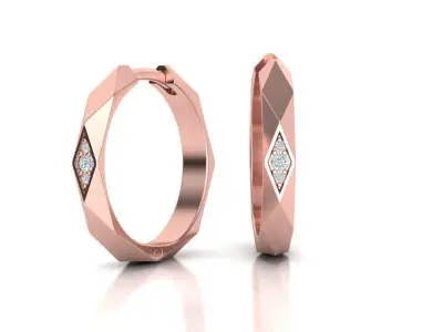 Facet Hoop earrings unique design 3dmodel 3D print model