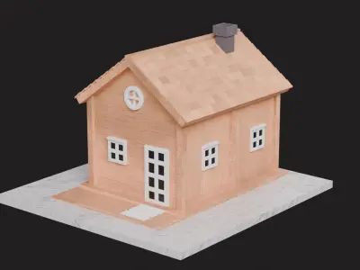 Cute Cartoon Small Wood House 03 3D model