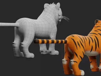 Stylized Tiger Low-poly 3D model