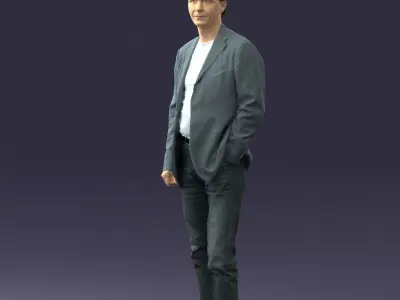 Guy gray blazer and jeans 0616 3D Print Ready 3D print model