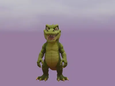 Cartoon Crocodile high poly 3d model high poly  Low-poly 3D model