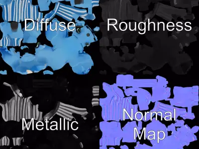 Blue Dog Character Model Rigged and Animated for Games Low-poly 3D model