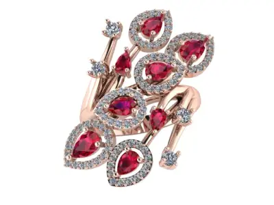 PEAR RUBY AND DIAMOND RING 3D print model