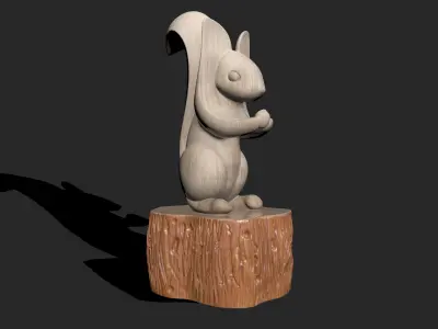 SQUIRREL WOOD ABSTRACT SCULPTURE BUST 3D print model