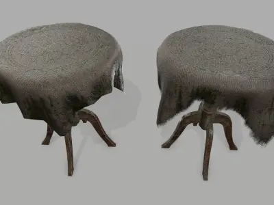Table with cloth Low-poly 3D model