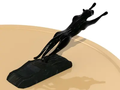 Black panther jumping Texture Black marble Marquina 3D model