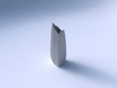 Vase curved tipping triangle 2 with extruded vertical lines 2 3D print model