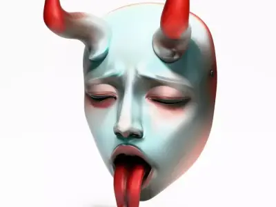 Japanese Sucubo Caress Ahegao Tongue Nipponese mask toy 3D print model