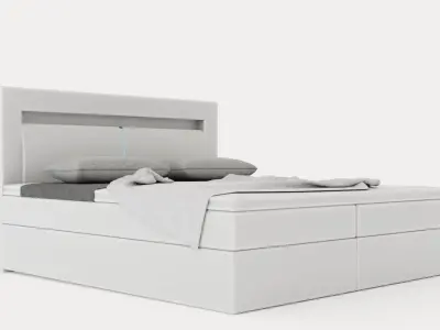 Modena Bed Package 180x200 Co Storage Led Headboard White Low-poly 3D model