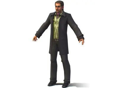 man with a vest trouser and black coat Low-poly 3D model