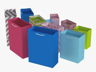 Hallmark Pastel Gift Bags in Assorted Sizes 3D model