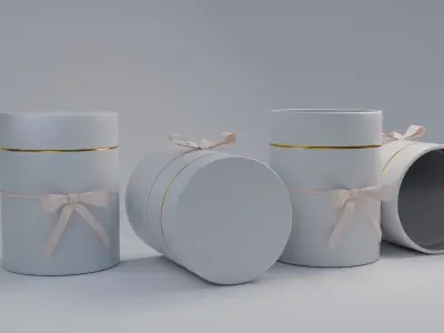 Gift Box Cylinder shape with Ribbon Low-poly 3D model