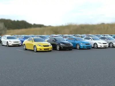 R3DP ASIAN CARS LOW-POLY PBR COLLECTION - 70 Total Vehicles Low-poly 3D model