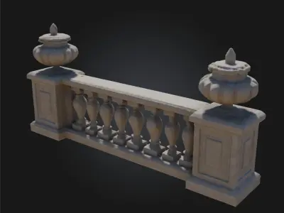 Marble Balustrade Design  Refined Sophistication in Classic Form 3D model