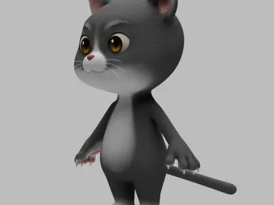 Cat cartoon character modeling textures 3D model