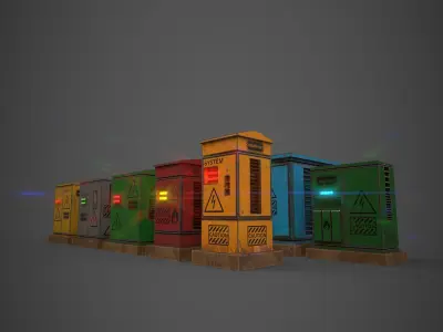 Electrical Box Collection Low-poly 3D model
