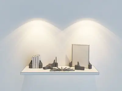 decoration book pencile mirror paper light  Free 3D model