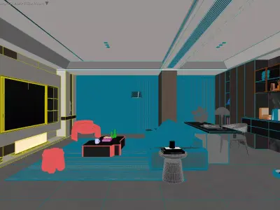 Modern Luxury Living Room 3D Model 3D model