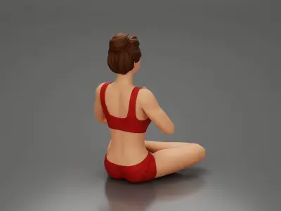 sexy girl in shorts doing sukhasana yoga pose 3D print model