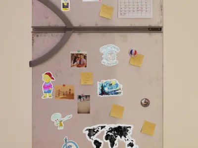 realistic fridge spongebob squarepants sticker 3D model