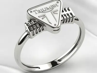 Triumph Logo Silver or Gold Ring with Enamel 3D print model