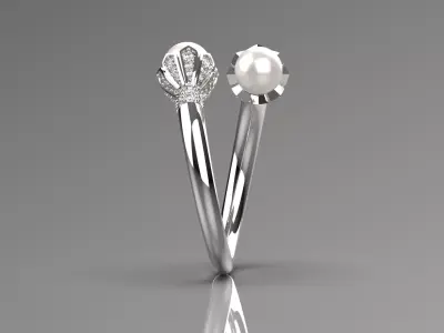 pearl jewelry STL 3D gold ring model pr0020 3D print model