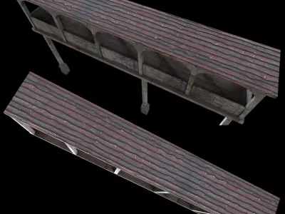 Balcony wooden big Low-poly 3D model