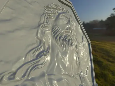 Bas relief of Jesus in hexagonal frame 3D print model