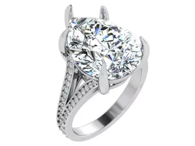 Pear Diamond Split Shank Ring 4677 3D print model