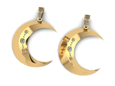 MOON STYLISH DIAMOND PENDANT 3D PRINTABLE MODEL  3D print model
