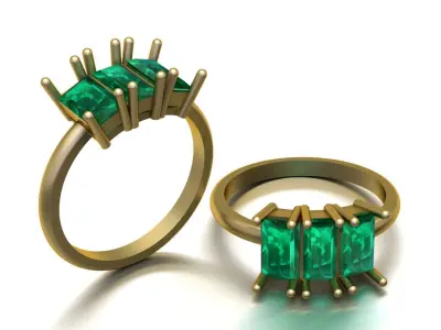 LUXURY EMERALD RING 3D PRINTABLE MODEL 3D print model