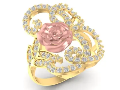 Romantic Rose Diamond Art Ring for Women  2811 3D print model